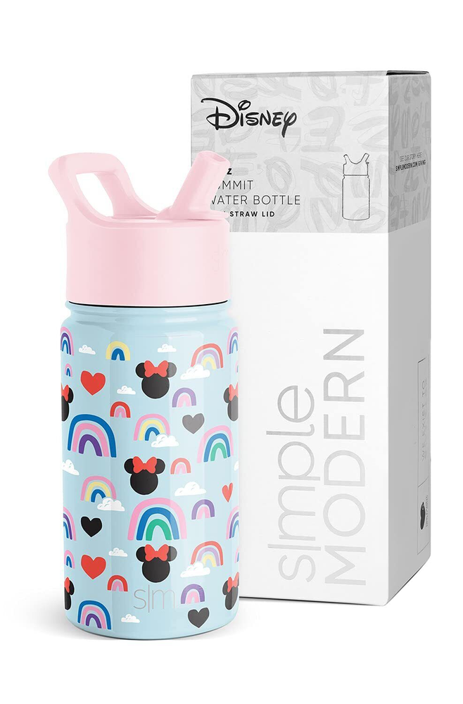 Disney Minnie Mouse Kids Water Bottle with Straw Lid | Reusable Insulated Sta...