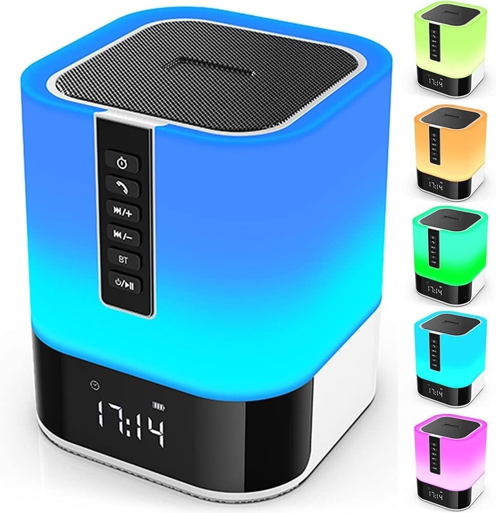 Rechargeable Kids Night Light with Bluetooth Speaker and Alarm Clock Gift