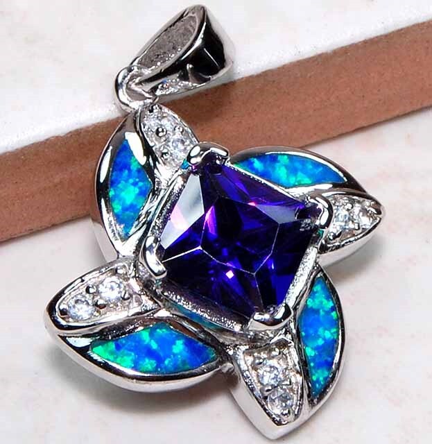Amethyst & Australian Opal 925 Solid Sterling Silver Pendant OP5