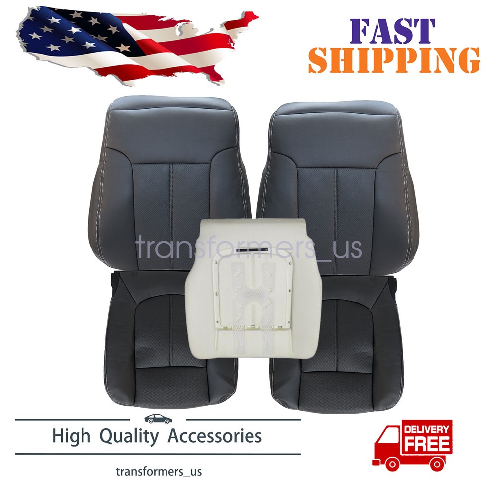 2011-2016 Ford F250 F350 Genuine Leather Seat Covers with Foam Cushion - Pair