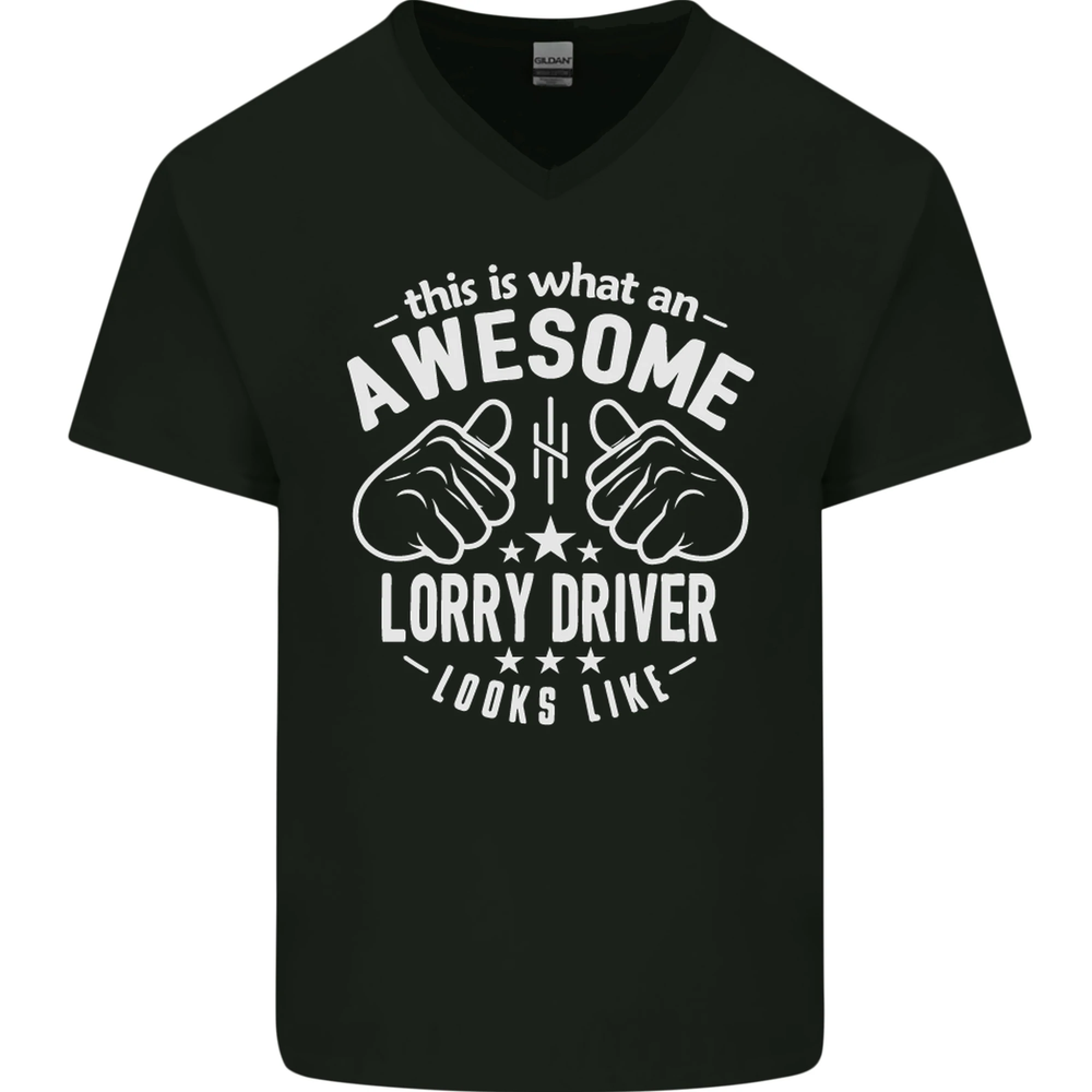 An Awesome Lorry Driver Looks Like Mens V-Neck Cotton T-Shirt