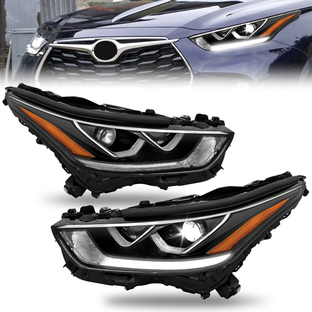 Pair LED Projector Headlight w/ LED DRL For 2020-2023 Toyota Highlander LH RH