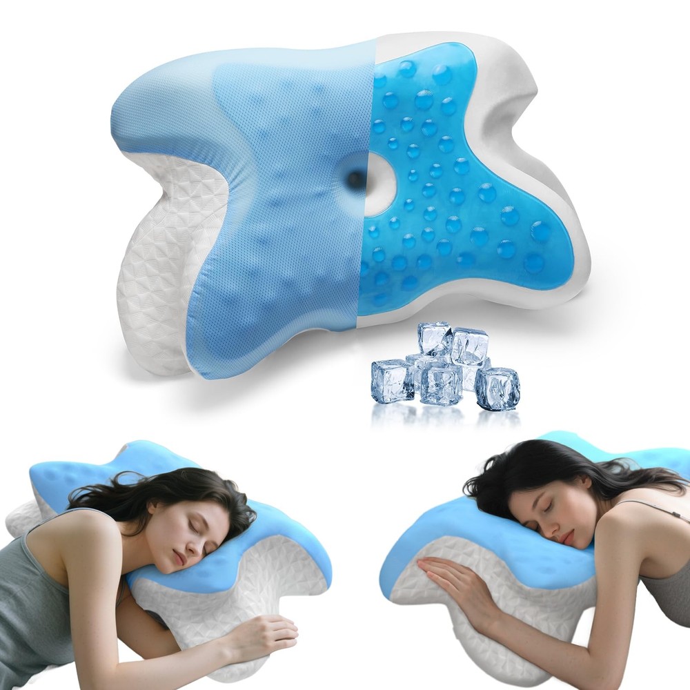 Cervical Pillow for Neck Pain Relief - Cooling Gel Memory Foam, Ergonomic But...