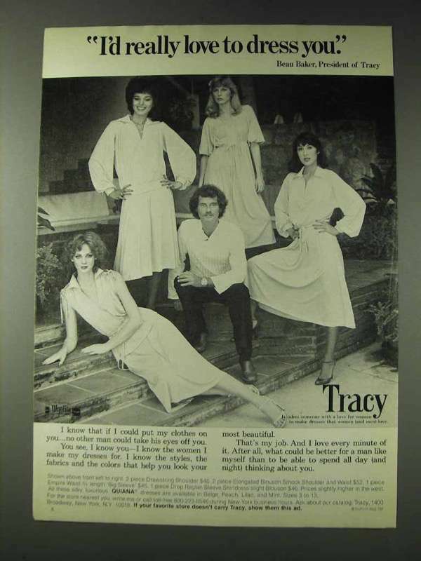1978 Tracy Fashion Ad - I'd Really Love to Dress You