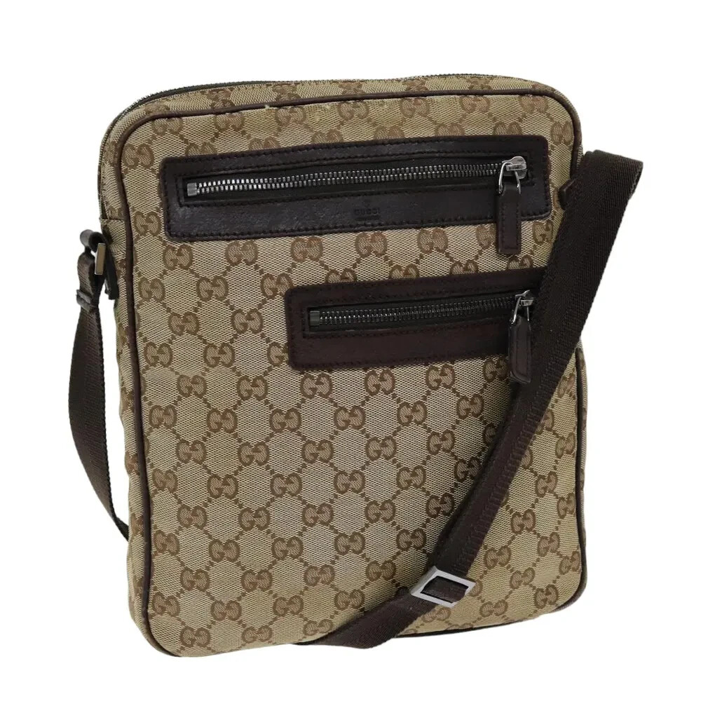 GUCCI GG Monogram Beige Canvas Shoulder Bag Authentic 92551 75348