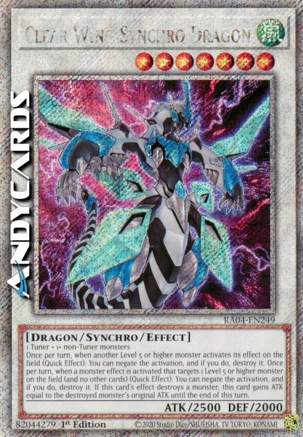 Clear Wing Synchro Dragon Secret Platinum RA04 EN249 1st Edition