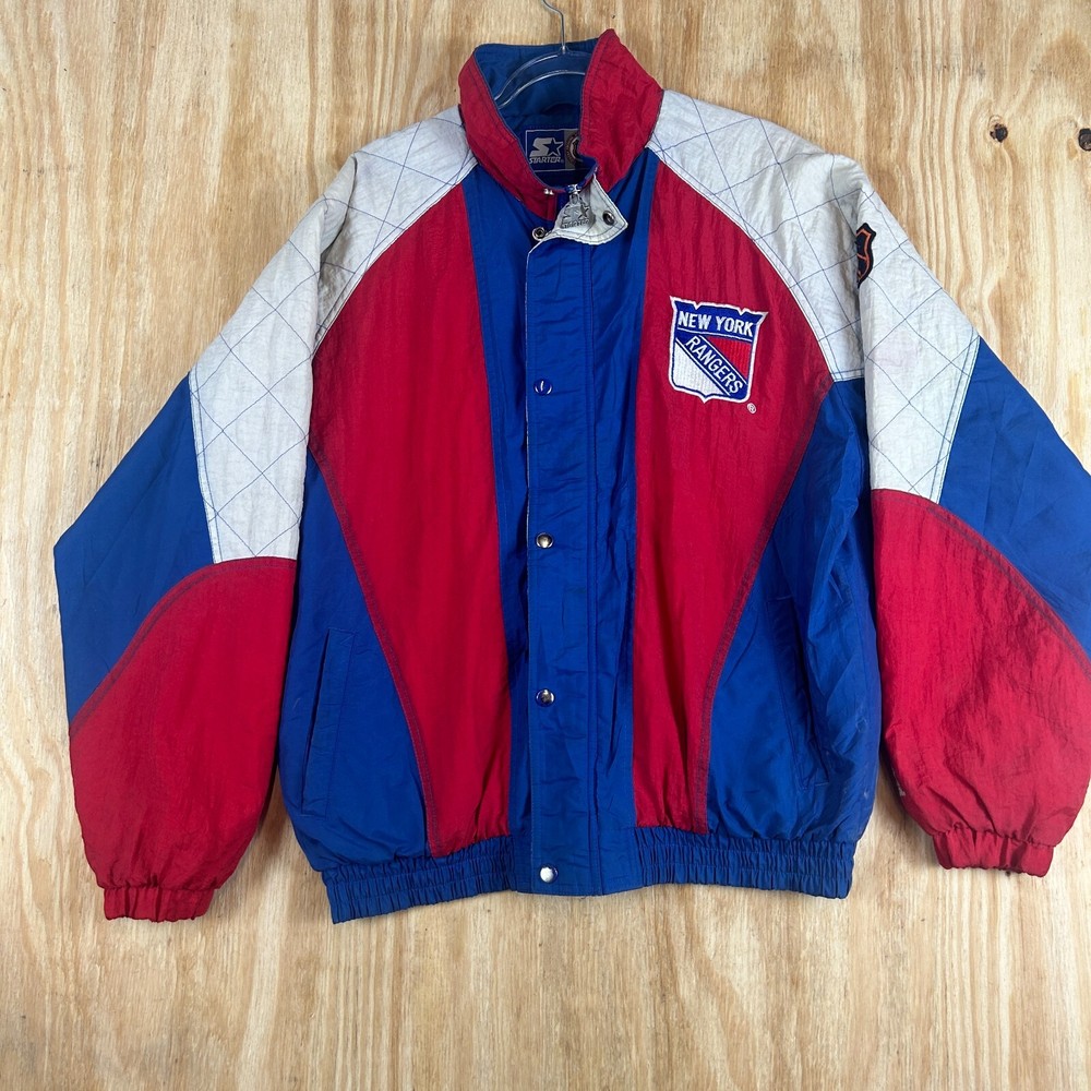 VTG Starter New York Rangers NHL Puffer Full Zip Jacket Men's M Multicolor 90's