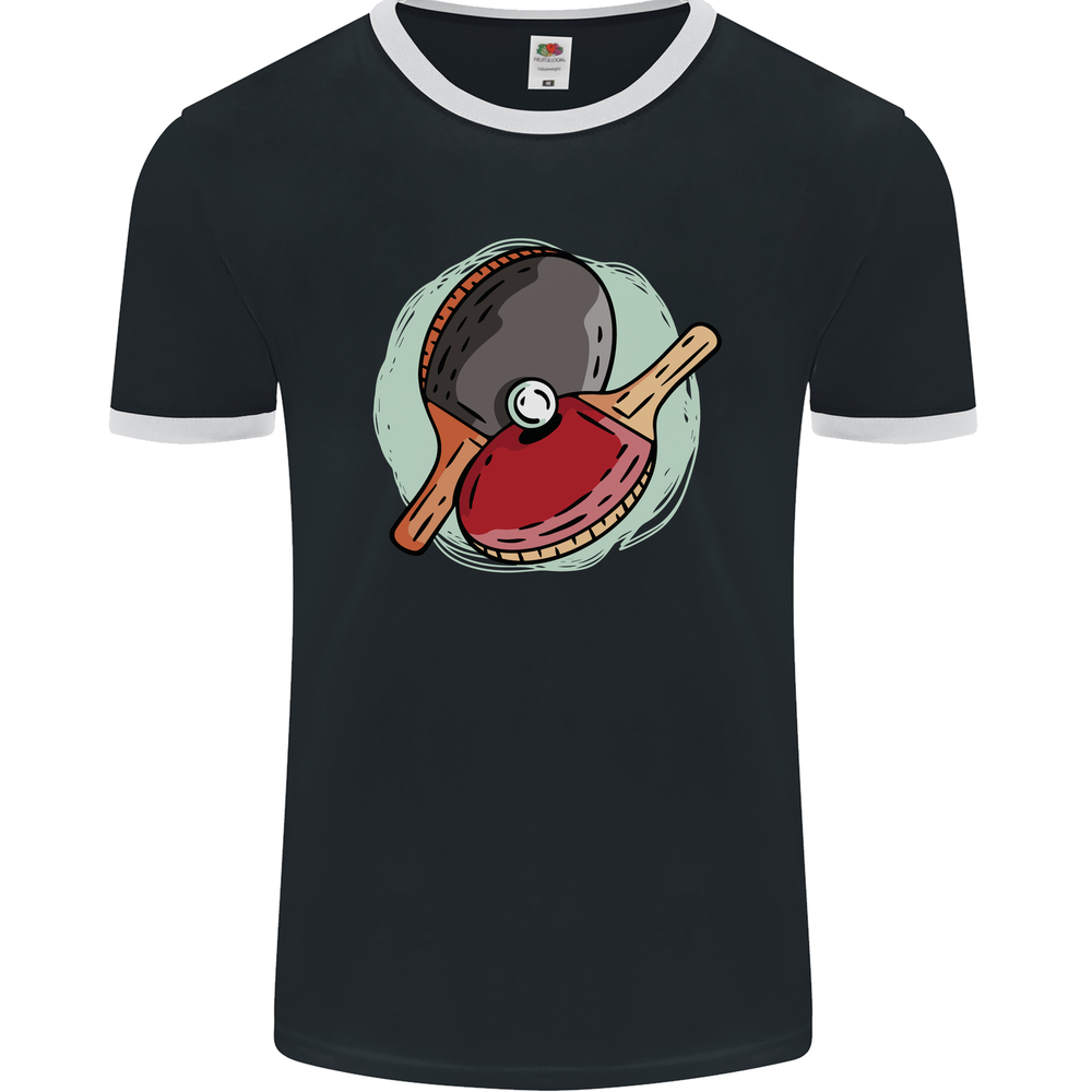 Men's Ping Pong Table Tennis Paddles Graphic Ringer T-Shirt by FotL