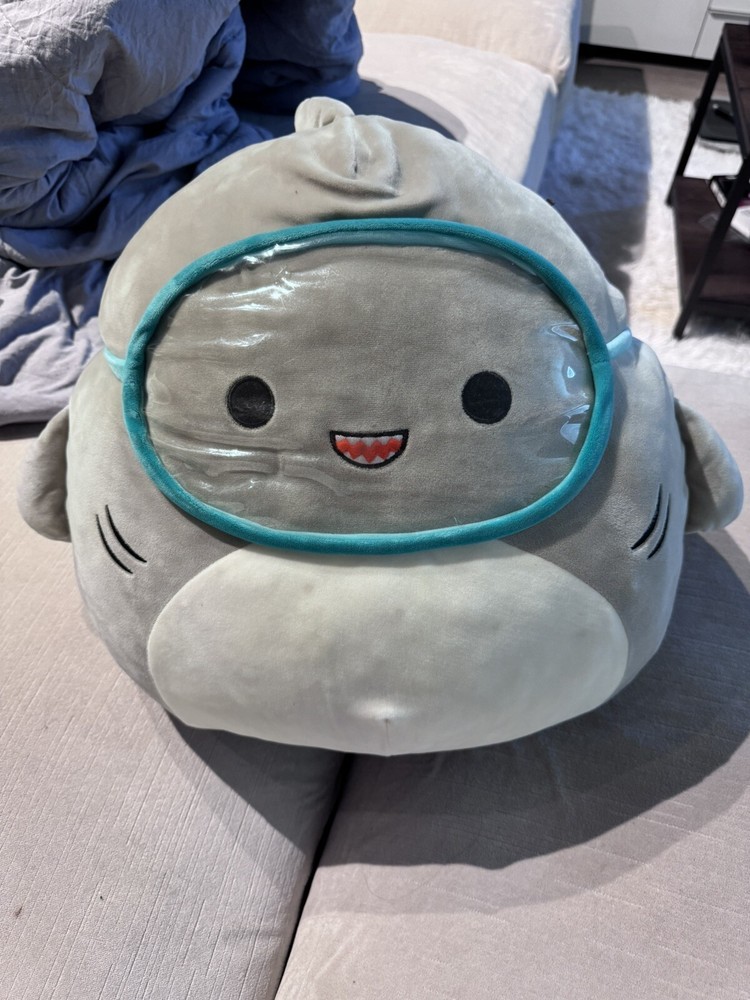 Squishmallow Gordon The Shark 16”  Plush With Swim Goggles