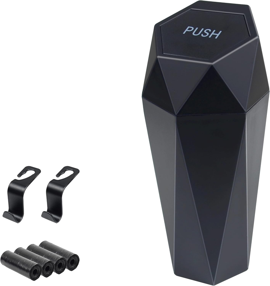 Car Trash Can with Lid, Garbage Bin for Women, Cute Trash Can Car Interior Acces