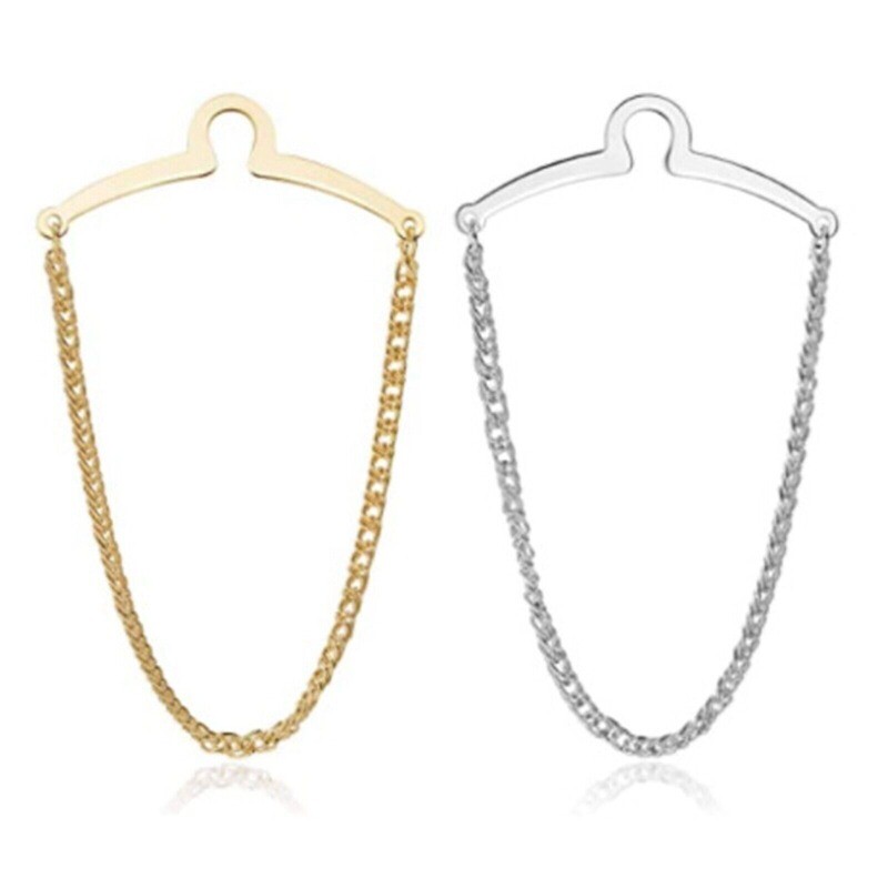 2x Vintage Mens Necktie Link Tie Chain Metal Tack Clip Clasp Gift Accessories US