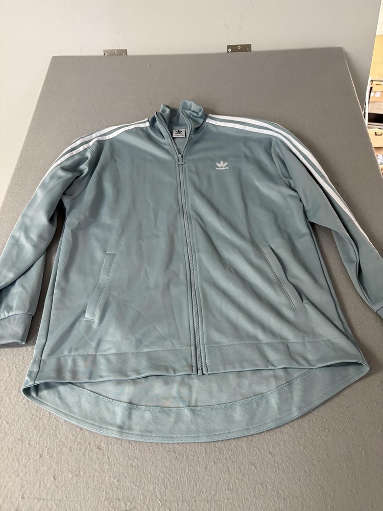 Adidas Originals Jacket Womens M Light Blue 3-Stripes Trefoil Full Zip Track