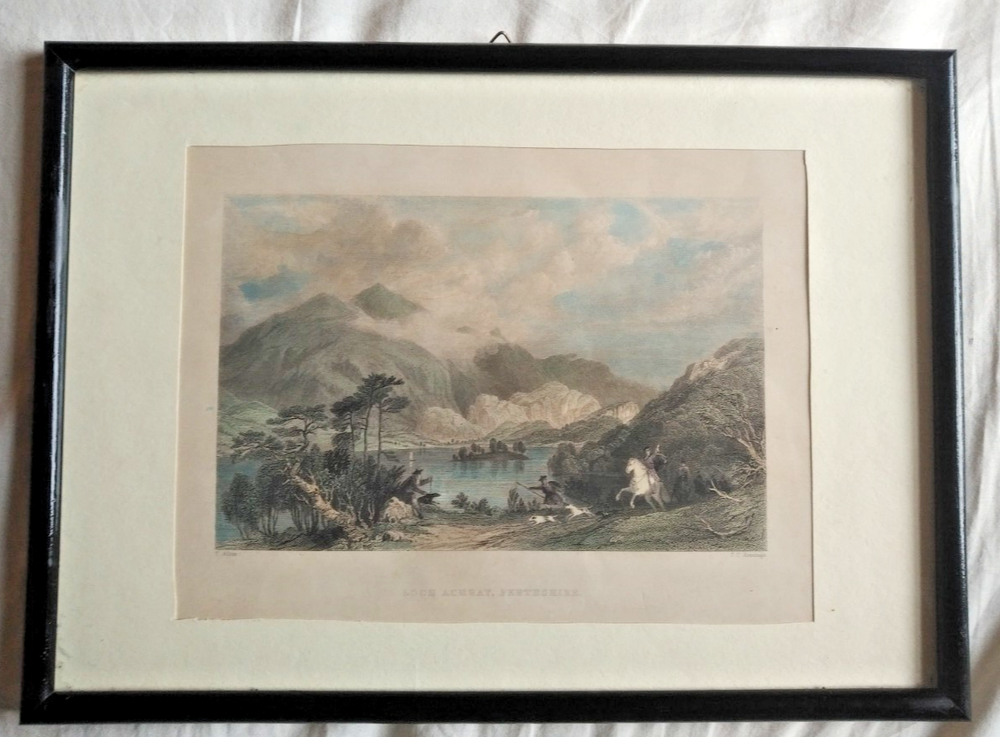 Historical Print Loch Achray, Scotland, J.C. Armitage, ca. 19th century, framed