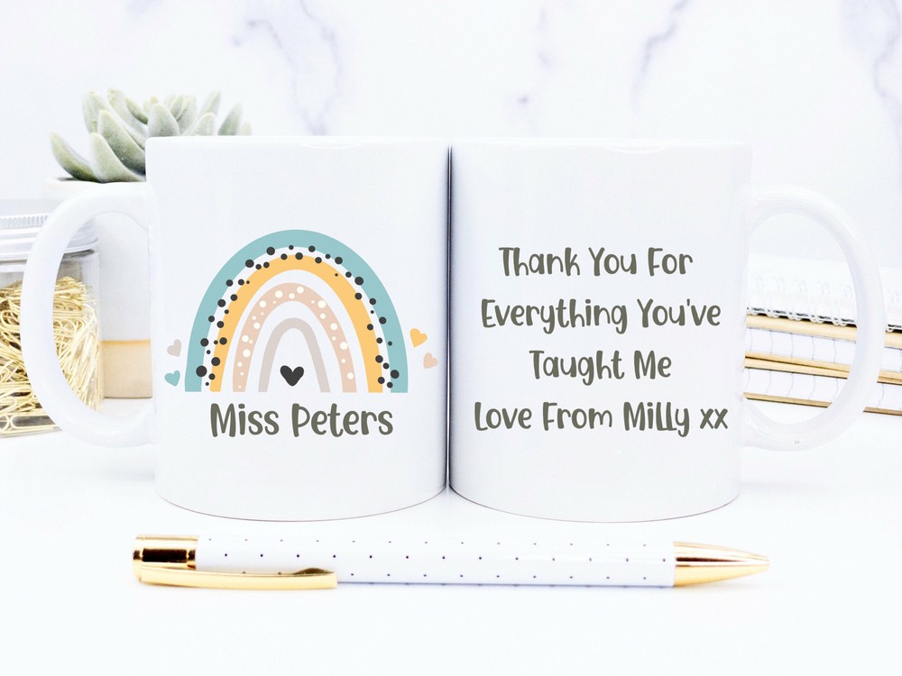 Personalised Teacher Rainbow Mug Teacher Gift School Teacher Mug Thank You For