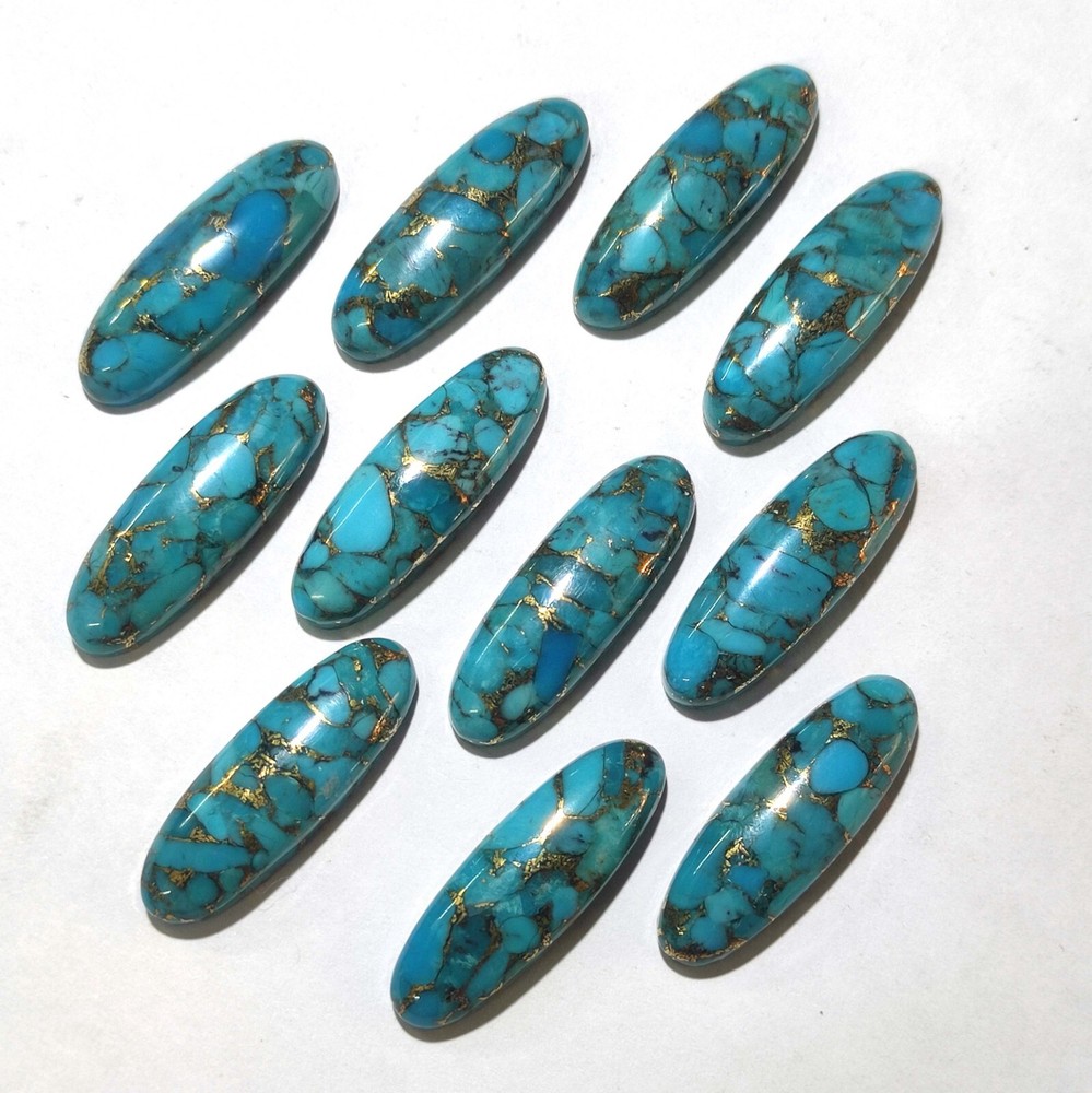 Natural Blue Copper Turquoise Oval Cabochon Gemstone Bracelet for Jewelry Making