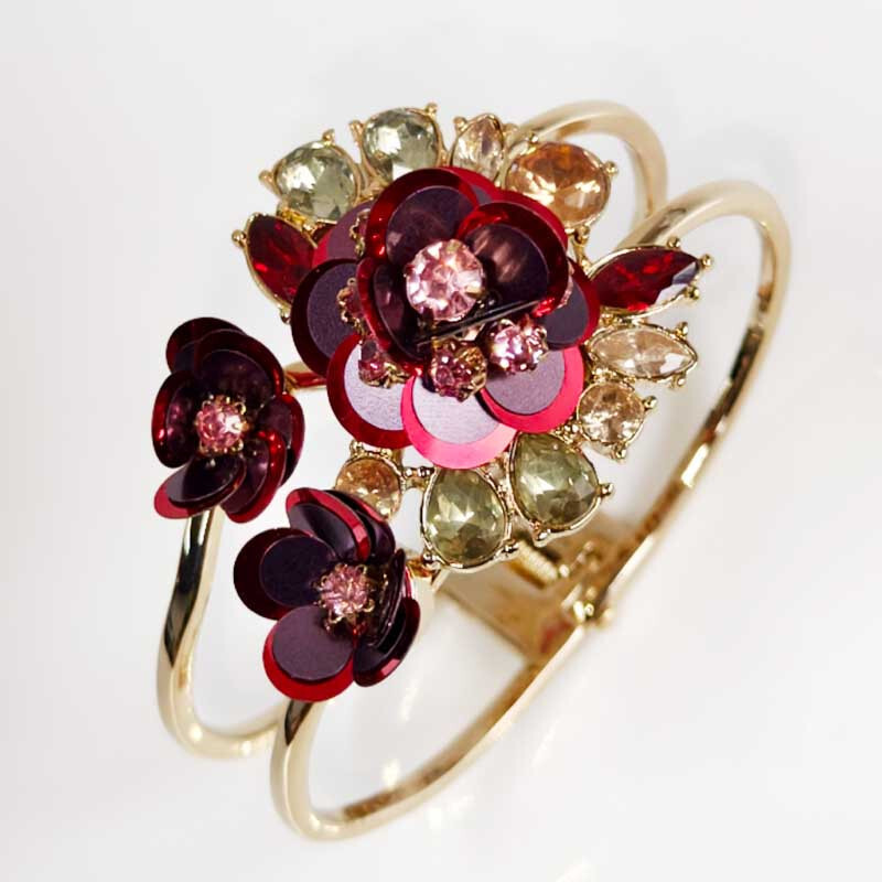 New Talbots Boho Flower Oval Bold Bangle Cuff Chic Women Party Vacation Jewelry