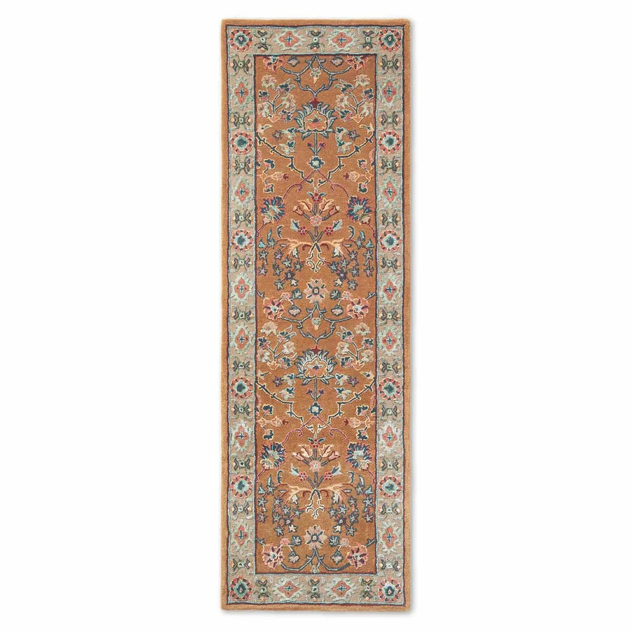Modern Hand Tufted Woollen And Viscose Runner Rug Color Yellow Multi Carpet Rug