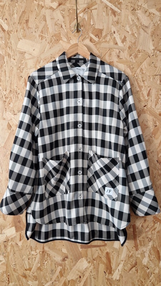 Selected Femme Checked Shacket Size 10 Eu 36