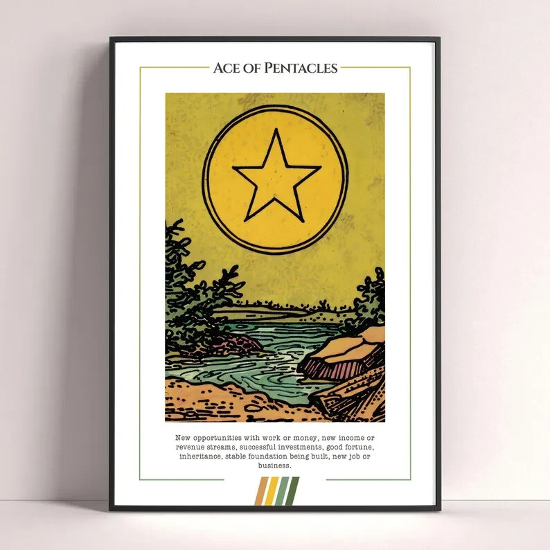 Ace of Pentacles Tarot Card Art Print Digital Download Tarot Poster