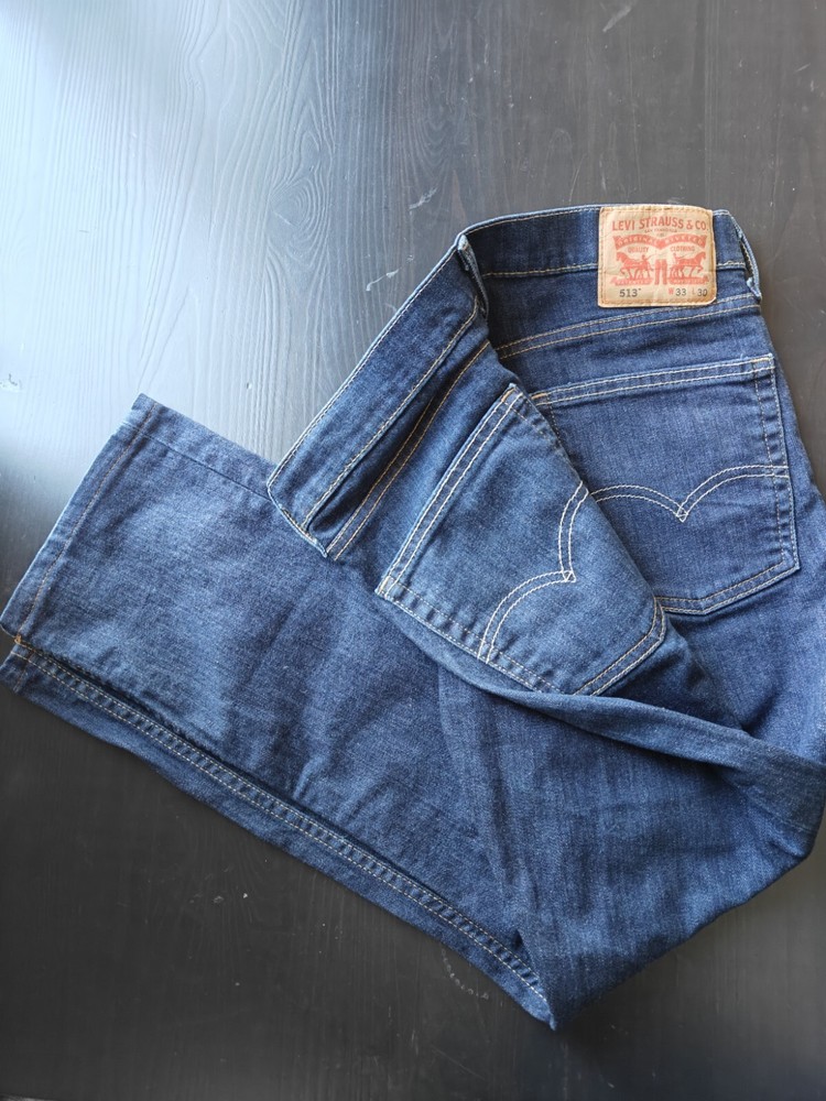 Levis 513 Jeans Men 33x30 Blue Slim Fit Straight Leg Blue Denim