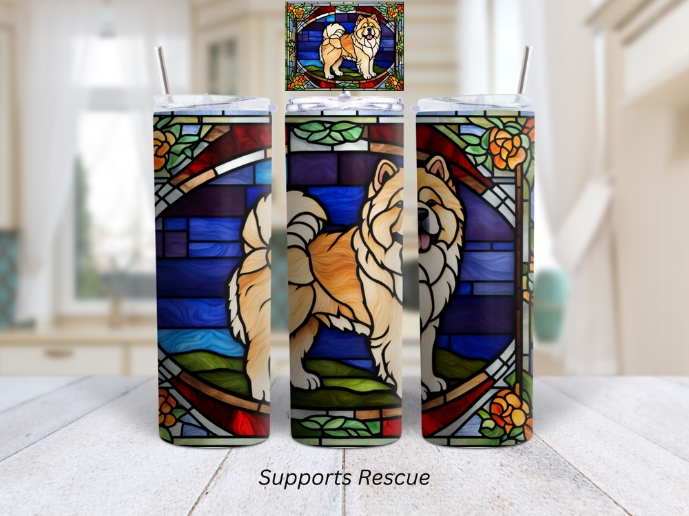 Stained Glass Chow Chow Dog Vibrant 20 oz Stainless Steel Insulated Tumbler