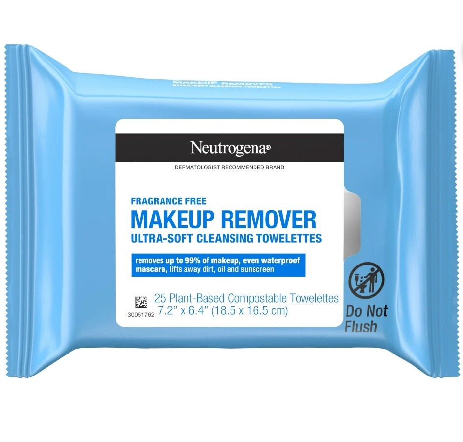 Neutrogena Makeup Remover Wipes & Face Cleansing, Fragrance-Free, 25ct