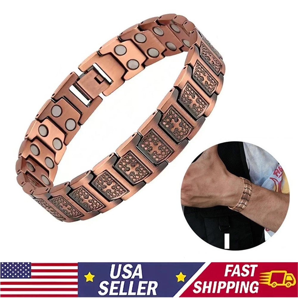 Pure Copper Magnetic Bracelet 3500 Gauss Magnetic Therapy Strong Healing US