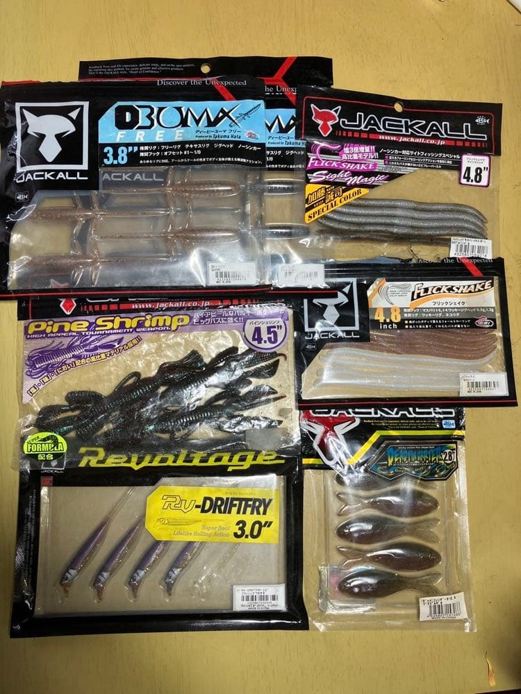 JACKALL Soft Lures Set 10pcs Wakasagi Colors Fishing Worms, Unused