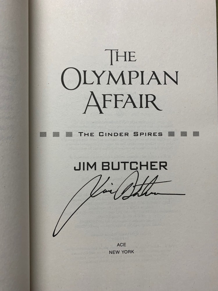 The Olympian Affair Signed on Title Page by Jim Butcher Cinder Spires Book 2