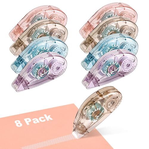 Double Sided Tape Roller - 8 Pack Adhesive Scrapbook Glue Tape Runner Roller ...