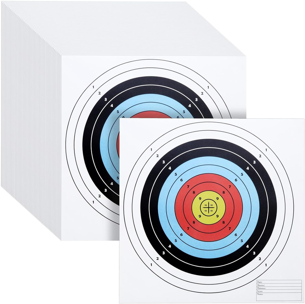 50-Pack Bullseye Large Paper Shooting Range Targets for Pistol Shooting - 17X17