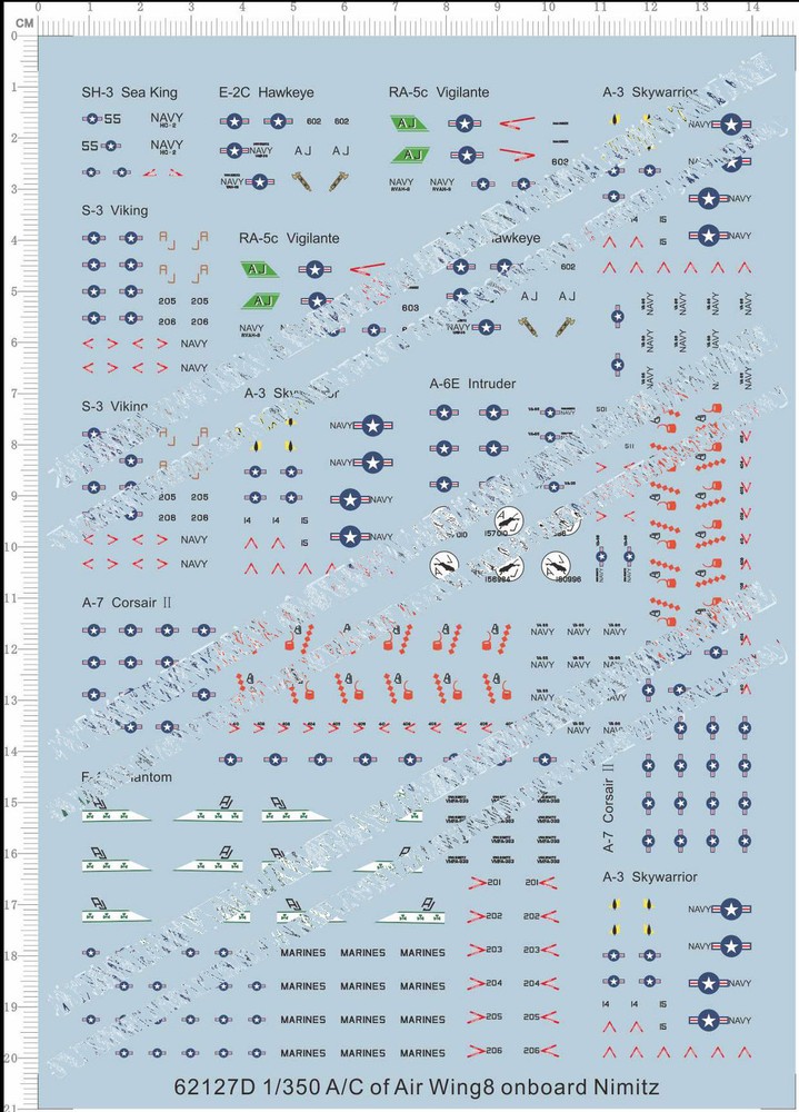 1/350 A/C of Air Wing8 onboard Nimitz Fighter Model Kit Metal Decal