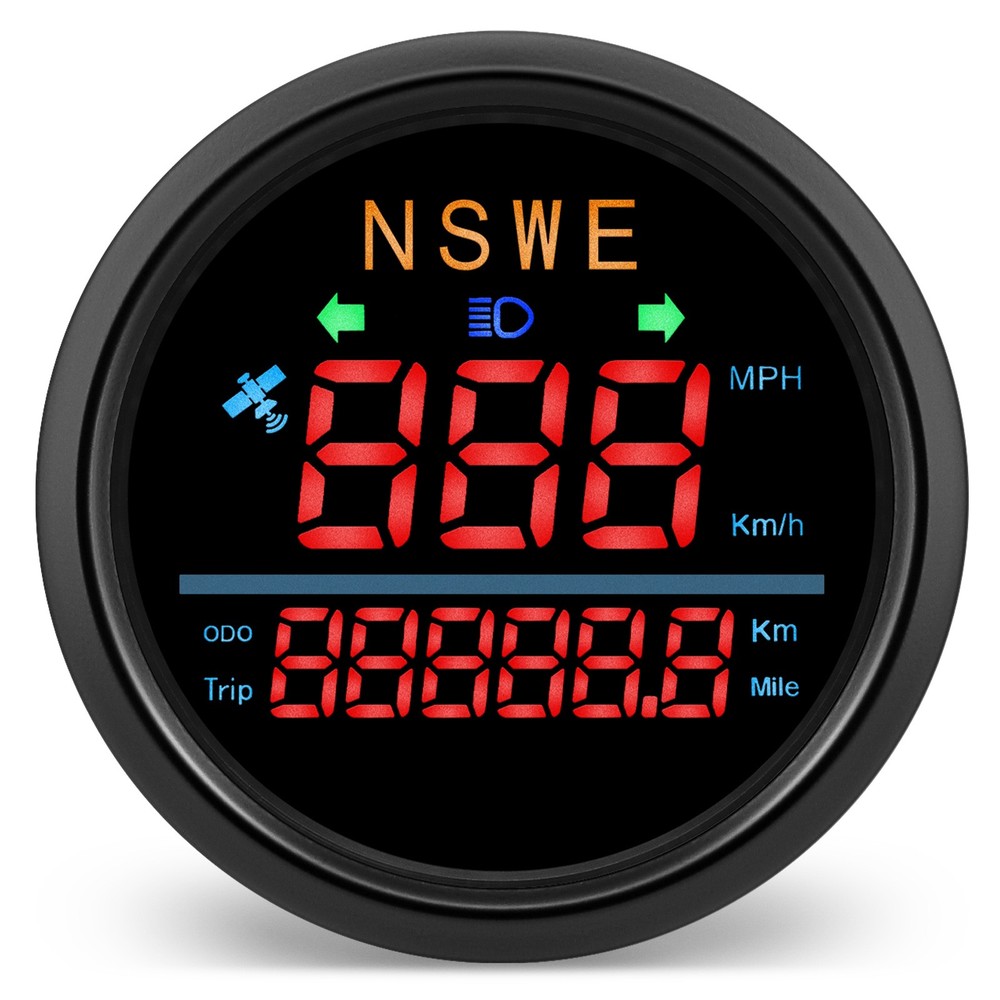 85mm LCD Motorcycle GPS Speedometer with MPH km/h Red LED Display for Cars Trucks