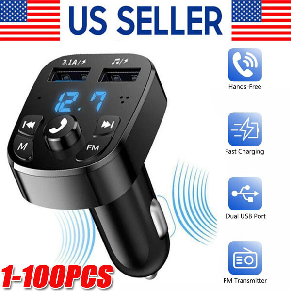 Bluetooth 5.0 FM Transmitter with Dual USB PD Charger and Hands-Free AUX