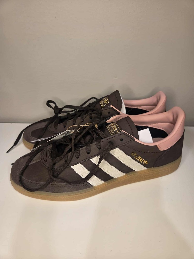 Adidas Handball Spezial W JR0852 Dark Brown Alumina Mauve Suede Striped Sneaker