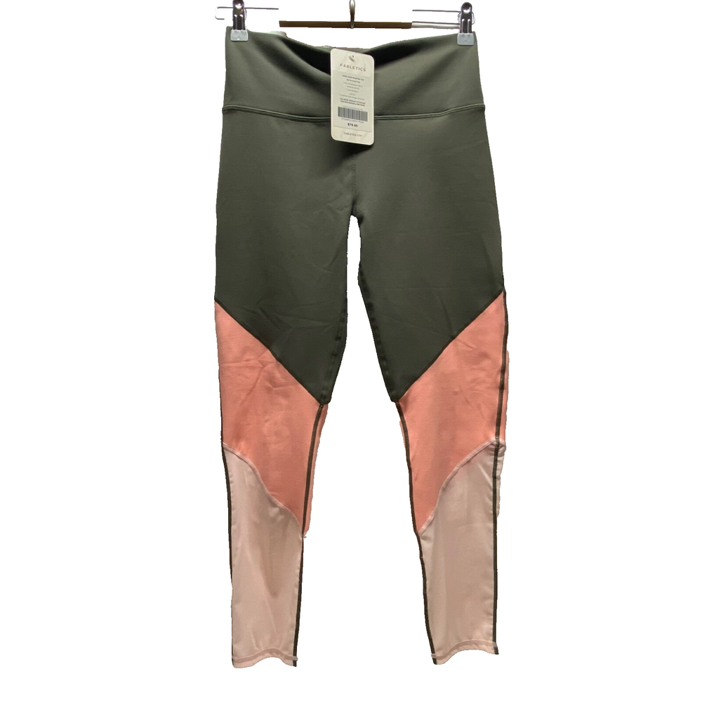 Fabletics Powerhold 7/8 High Waist Leggings Women Medium Pink Olive Green NWT