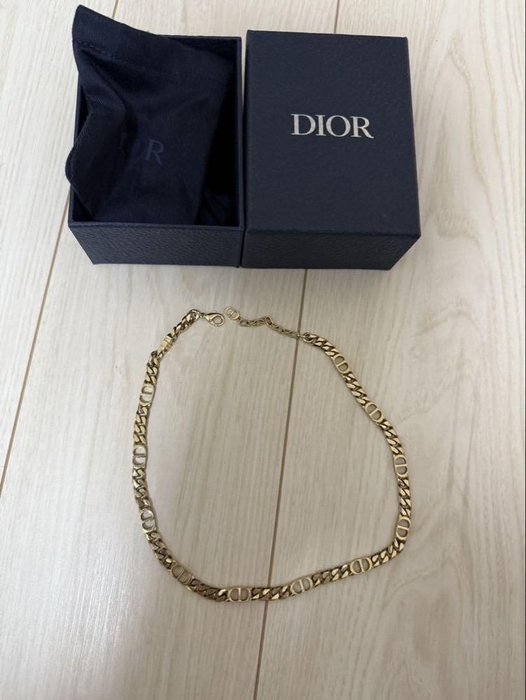 Christian Dior Cd Icon Chain Link Necklace in Gold Tone