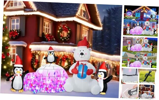 Christmas Inflatable Decoration,  10FT Polar Bear Snowball 10Ft Polar Bear