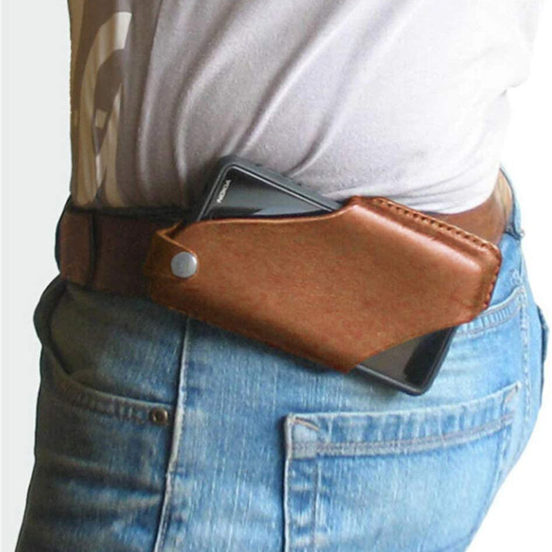 Retro Leather Belt Phone Pouch for Men Outdoor Waist Holster