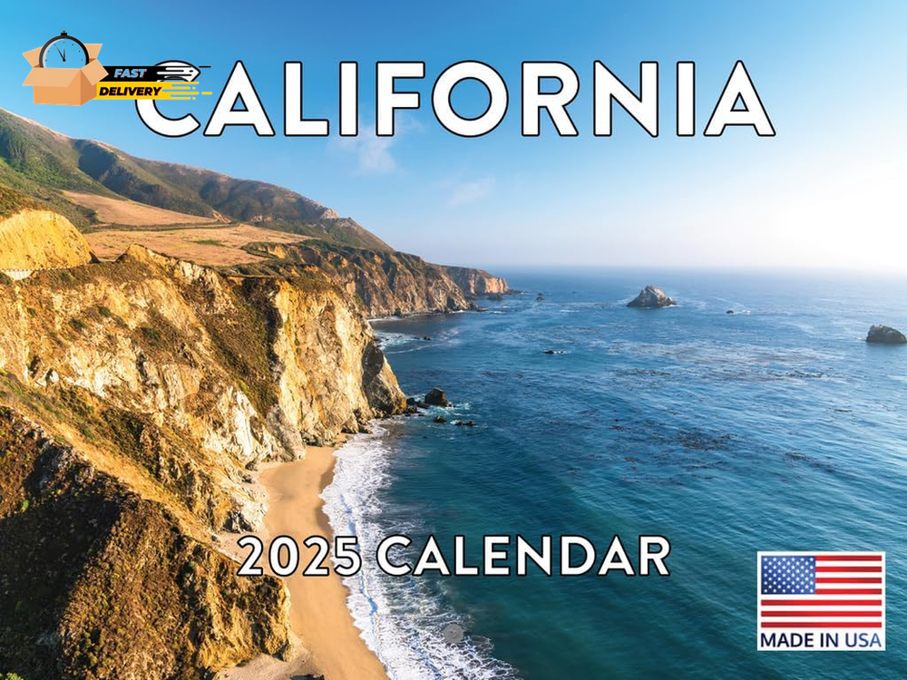 2025 California Monthly Wall Calendar | 12-Month American-Made Design