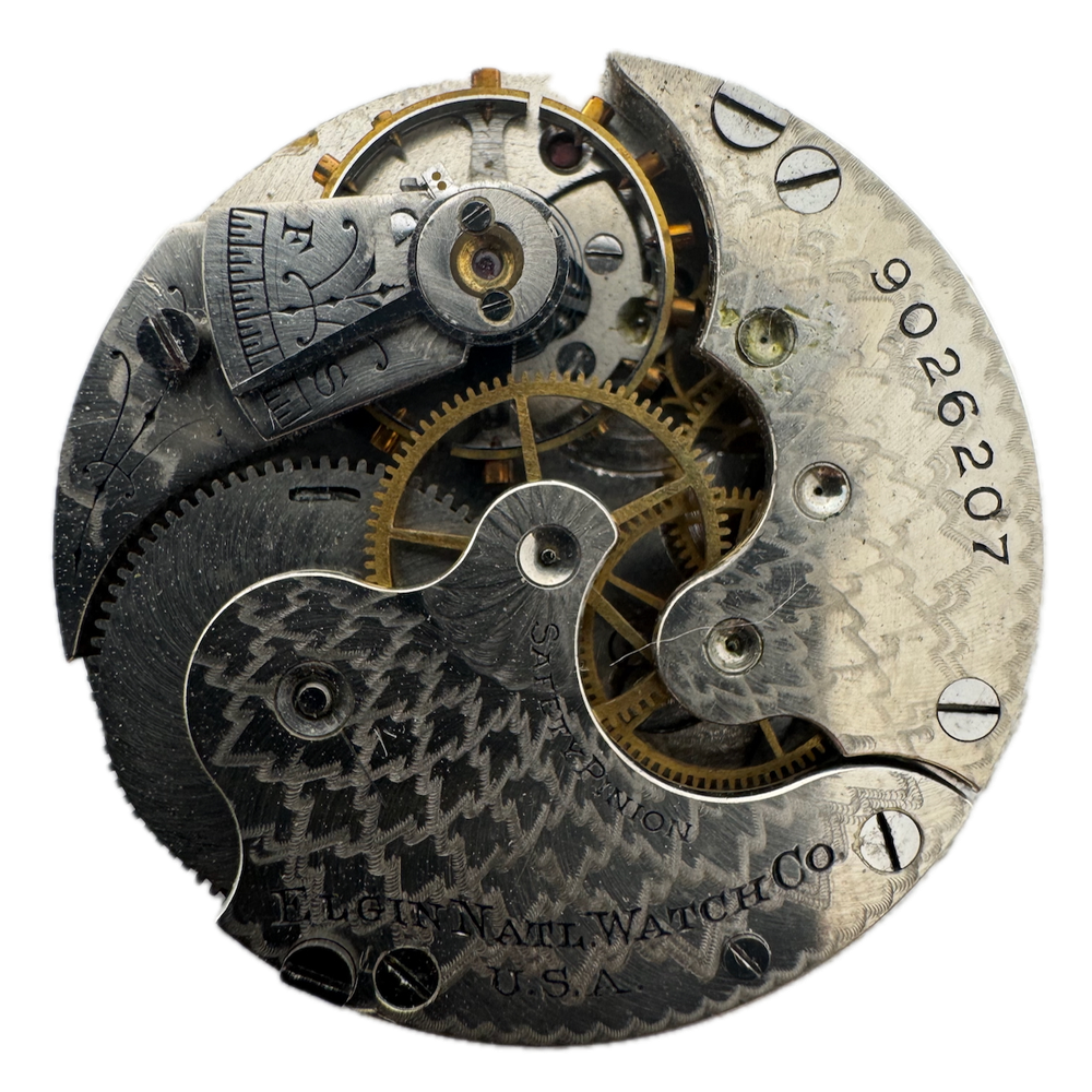 Antique 1901 Elgin 7 Jewel Multicolor Hunter Pocket Watch Movement 222 USA