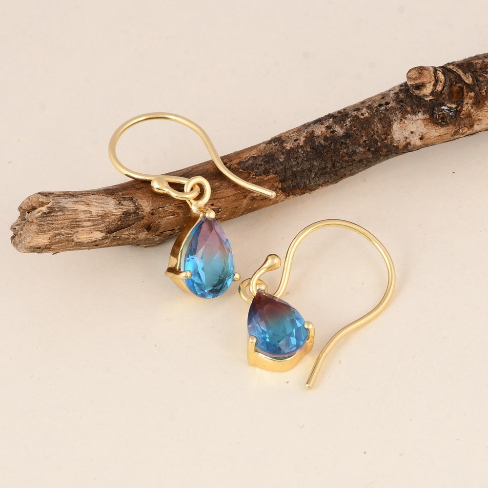 Alexandrite Gemstone Sterling Silver Pear Earrings Handmade Women Gift Jewelry