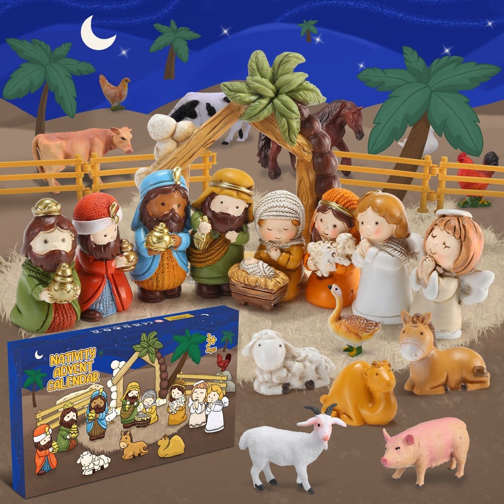 Nativity Scene 2024 Christmas Advent Calendar Countdown 24 Days Xmas Gifts Toys