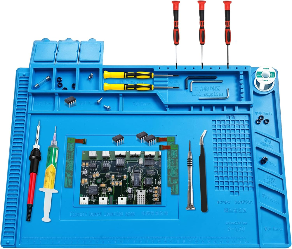 Premium Heat Resistant Solder Pad, Large Anti-Static Magnetic Silicone Pad, Repa