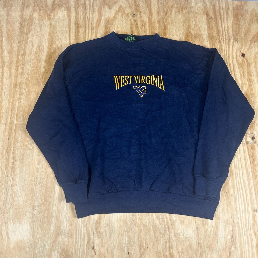 Y2K TSI WVU Mountaineers NCAA Vintage Sweatshirt Men's Large Blue Rare Collectible