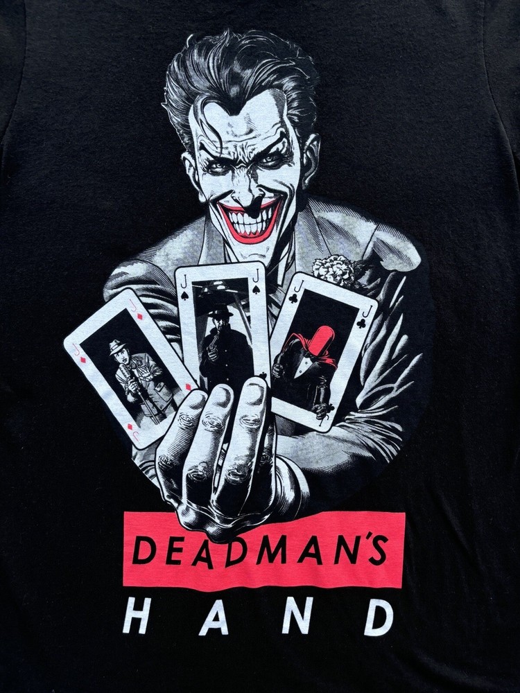 Мужская маленькая футболка Batman Joker Dead Man's Hand графическая с коротким рукавом черная