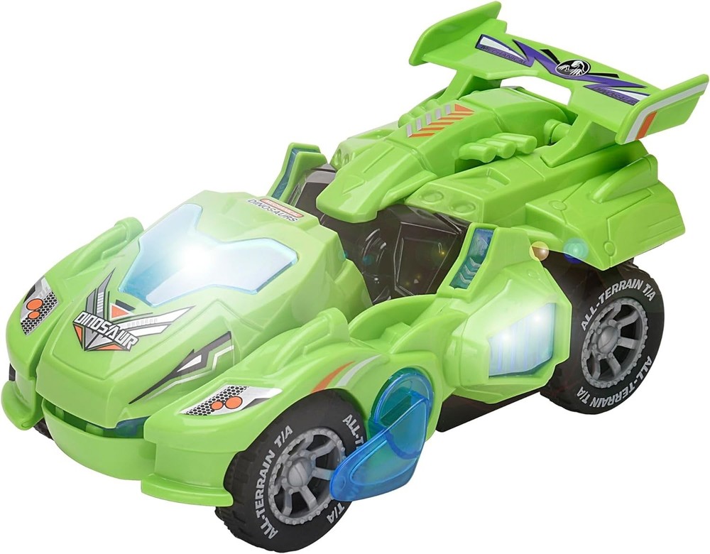 Electric Dinosaur RC Car Toy for Kids with Lights Sound and Transforming Action