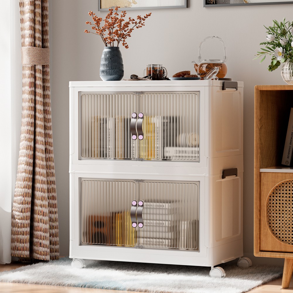 2PCS Foldable Collapsible Storage Cabinet Box Organizer Container US