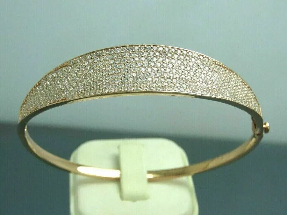 3Ct Round Cut Lab-Created Diamond Women's Bangle Bracelet 14k Yellow Gold Finish