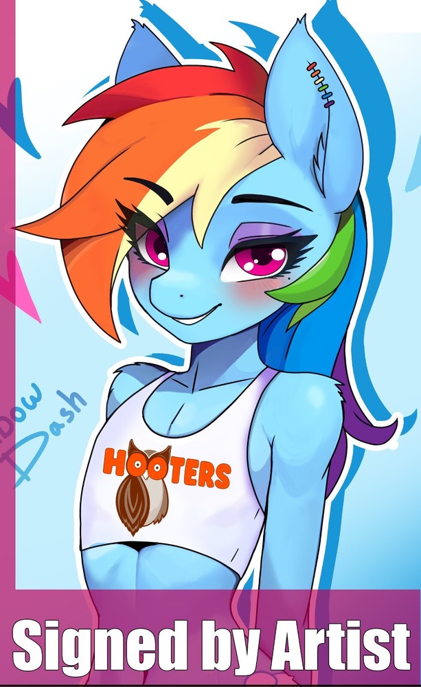 Rainbow Dash, femboy Hooters (MLP), Adult, nsfw, 11x17, Furry art print signed